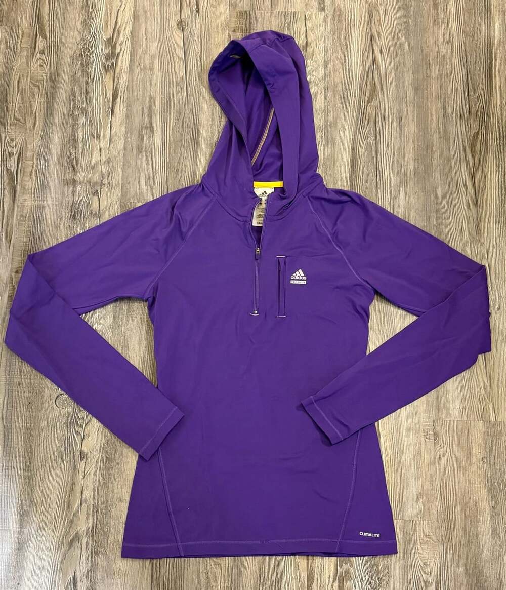 Adidas TechFit Hoodie Size S Purple Climalite 1/2 Zip Thumbholes